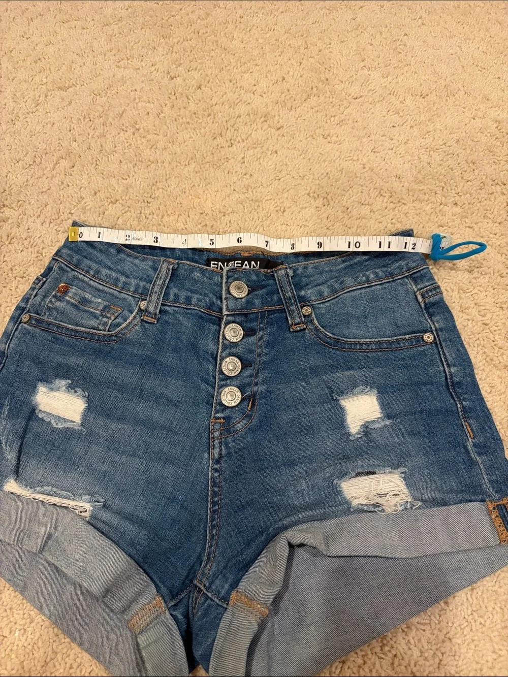 Distressed Rolled Hem Denim Shorts